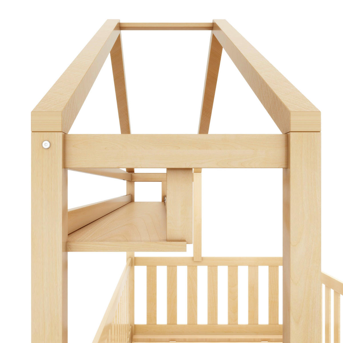 HAUSBETT 90/200 cm aus Kiefernholz mit Schubladen und Ablage - Naturfarben, Holz (90/200cm) - Flora Grace