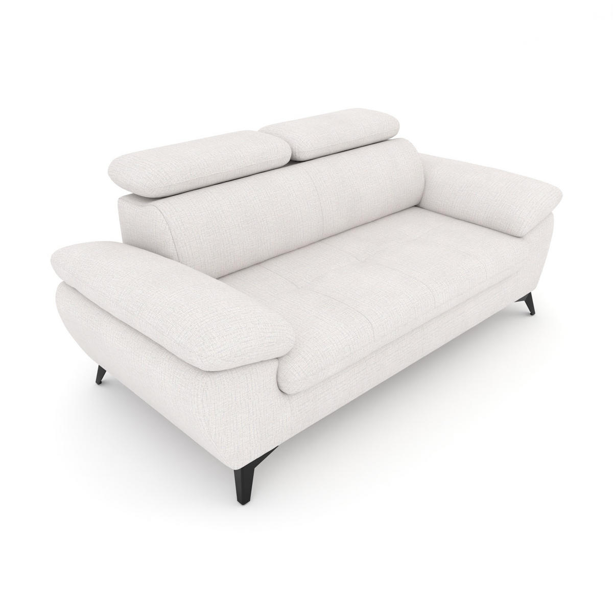 2,5-SITZER Karlstad Chenille Beige verstell. Kopfstützen B 194 cm - Creme, Kunststoff/Textil (194/84/100cm) - foamnova