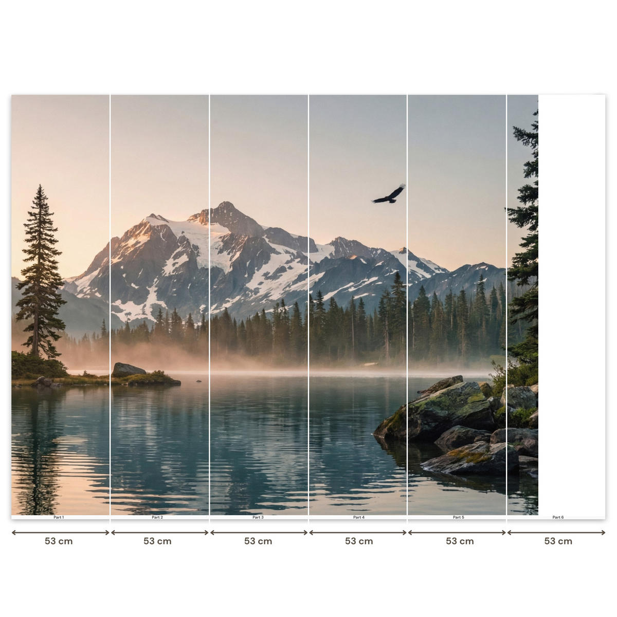 TAPETE - Berge - Wasser - Bäume - 280x220 cm - Multicolor, Papier (280/220cm) - OnlyWow