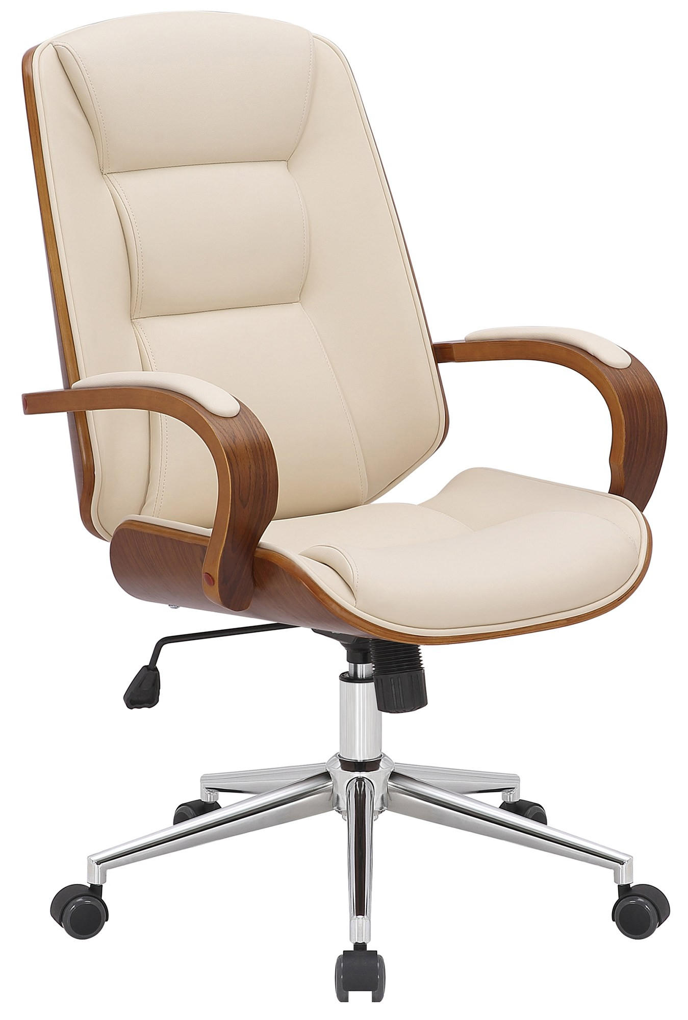 DREHSTUHL Lederlook walnuss/creme - Chromfarben/Walnussfarben, Textil/Metall (60/102/68cm) - CLP