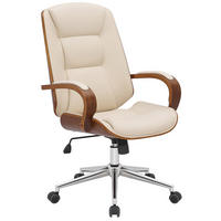 DREHSTUHL Lederlook walnuss/creme - Chromfarben/Walnussfarben, Textil/Metall (60/102/68cm) - CLP