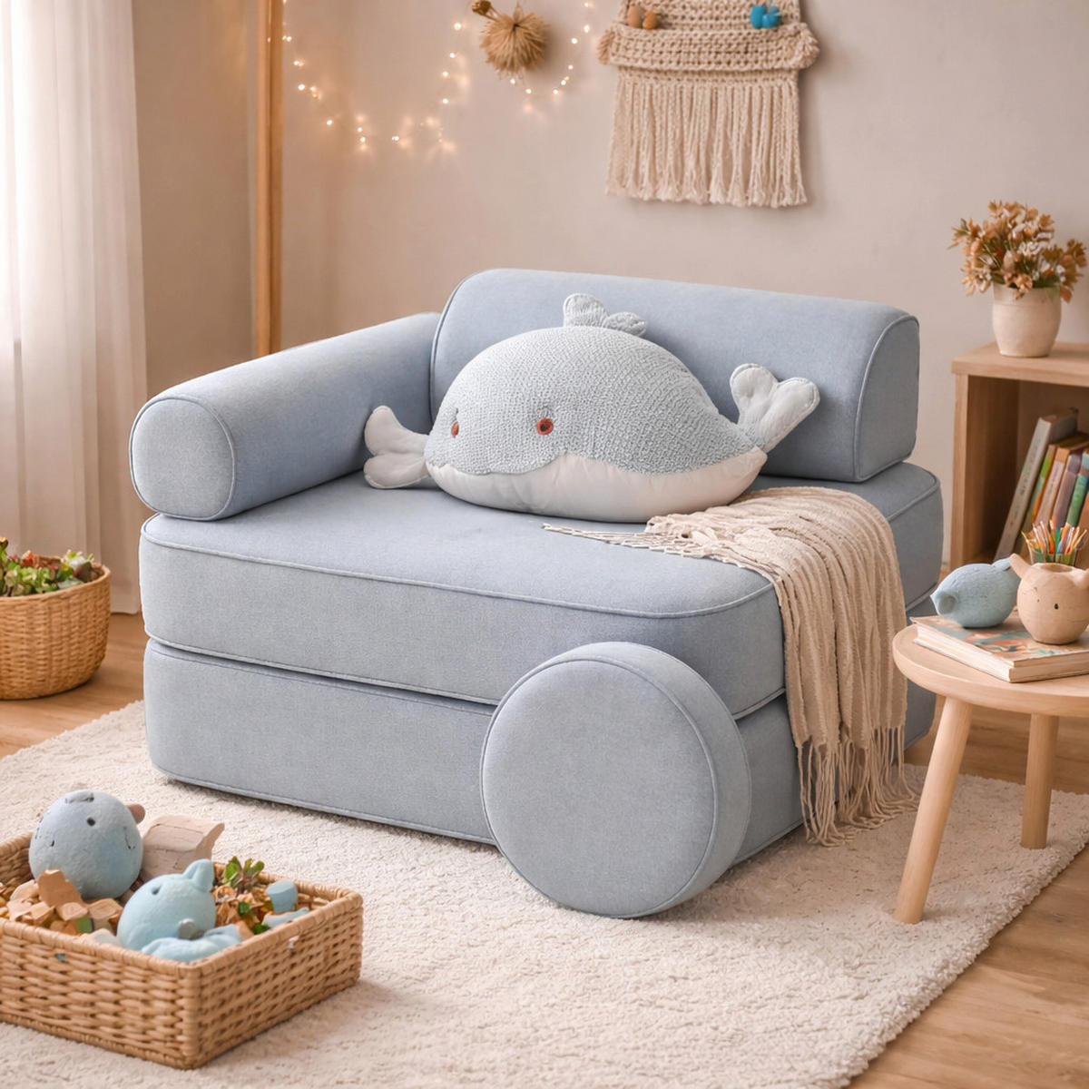 MODULARER Kindersessel weich – flexibler Spiel- und Loungesessel für Kinder - Blau, Textil (60/50/60cm) - Bees & Blooms