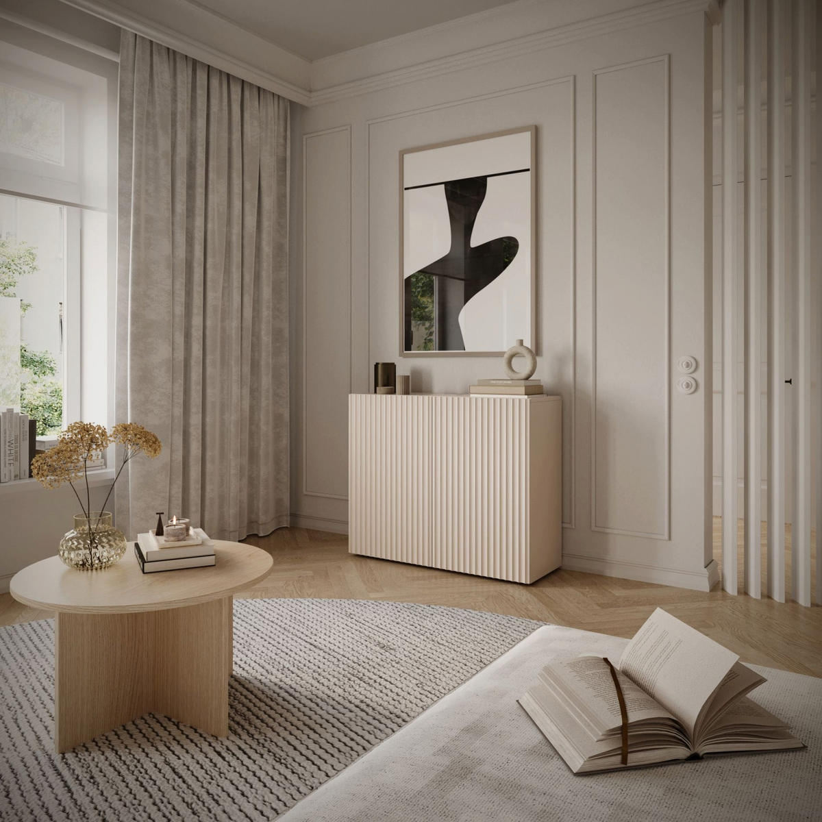 SIDEBOARD Sunds Kaschmirbeige 100 cm - Beige, Holzwerkstoff (100/81/35cm) - Selsey