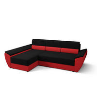 ECKSOFA L REBI L3 Rainbow 15/22 Links mit Schlaffunktion, Schwarz/Rot - Rot/Schwarz, Textil (251/140cm)