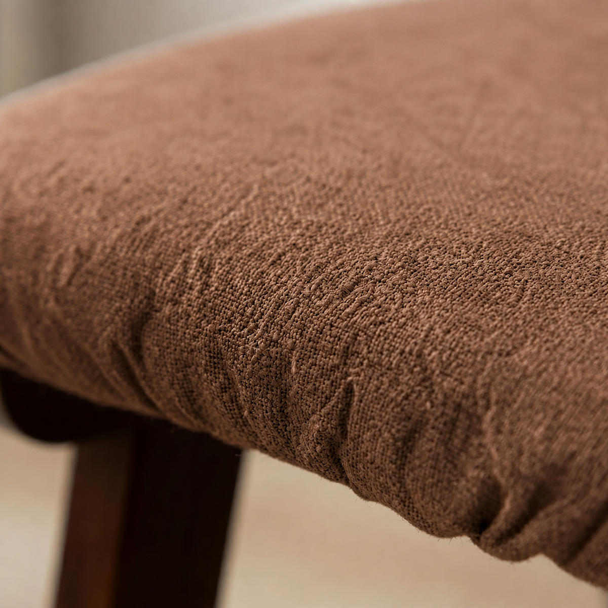 PODNOŽKA Hnedá ľan - hnedá, drevo/textil (40/29/25cm) - Relaxdays