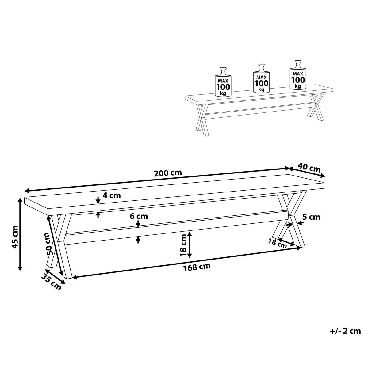 GARTENBANK Faserzement weiß 200 cm Olbia - Weiß, Stein (200/45/40cm) - Beliani
