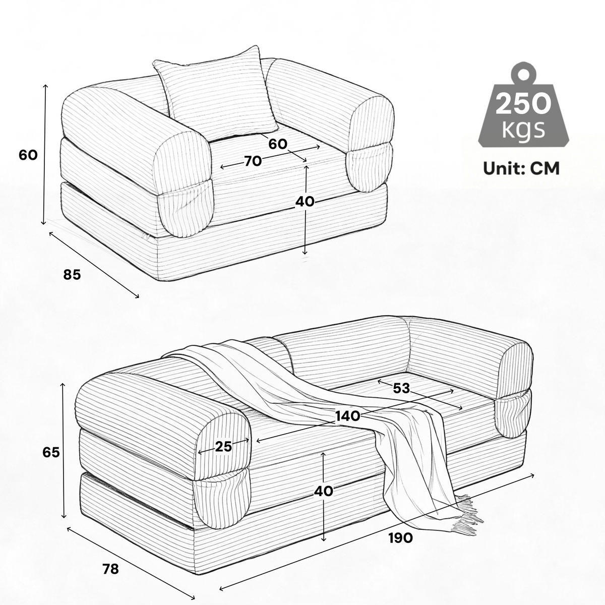 SITZGARNITUR DE-35226 3-Sitzer Braun - Braun, Textil (78/65/190cm) - ComfortXL