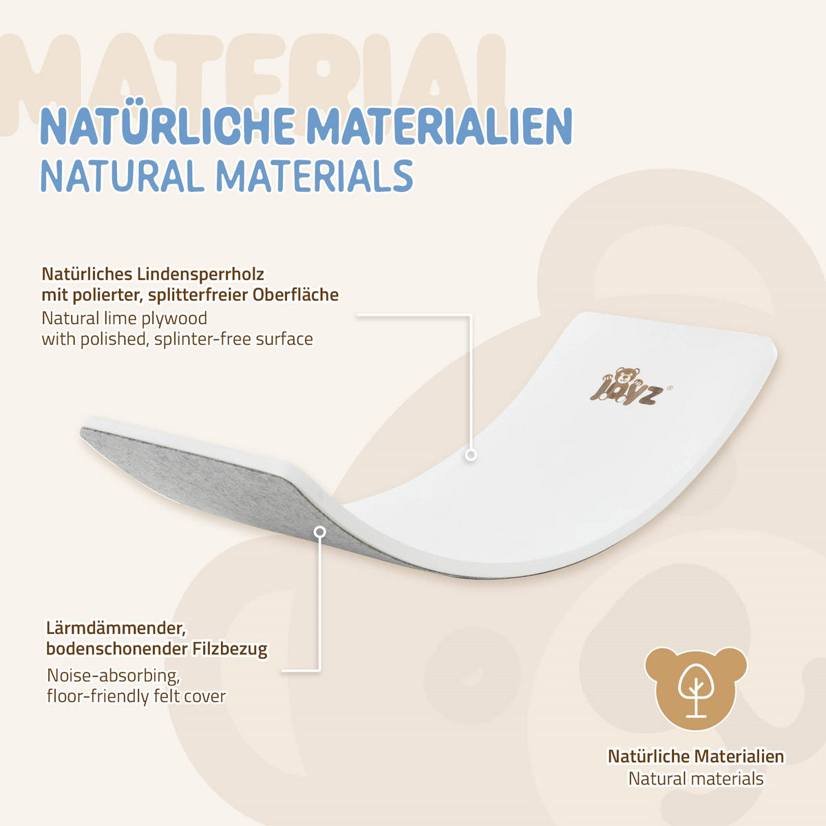 BALANCE BOARD - Grau, Holzwerkstoff (30/83cm) - Joyz