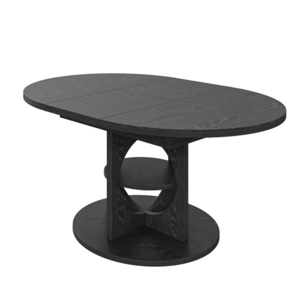ESSTISCH Ausziehbarer 110-150×110×76 cm aus MDF und Metall mit mittlerem Ablageregal, schwarz - Schwarz, Holzwerkstoff (150/110/76cm) - Luhomfu