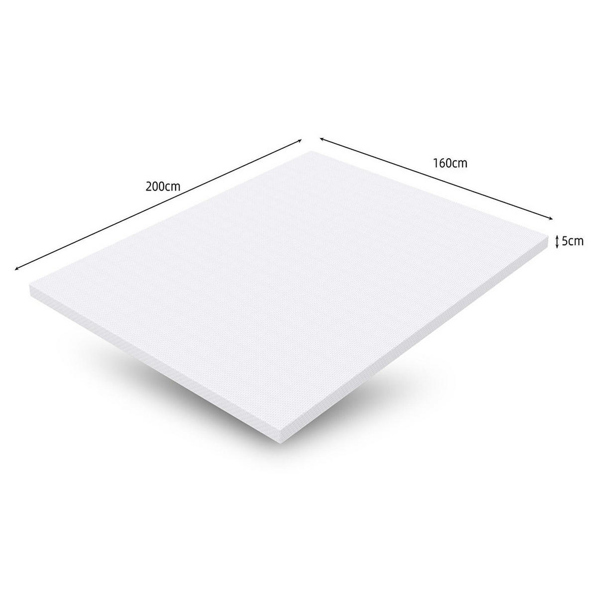 MATRATZE Mittlere Festigkeit H3,Maschinenwaschbar, 5 cm dick –160x200cm - Weiß, Textil (160/200cm) - KOMHTOM