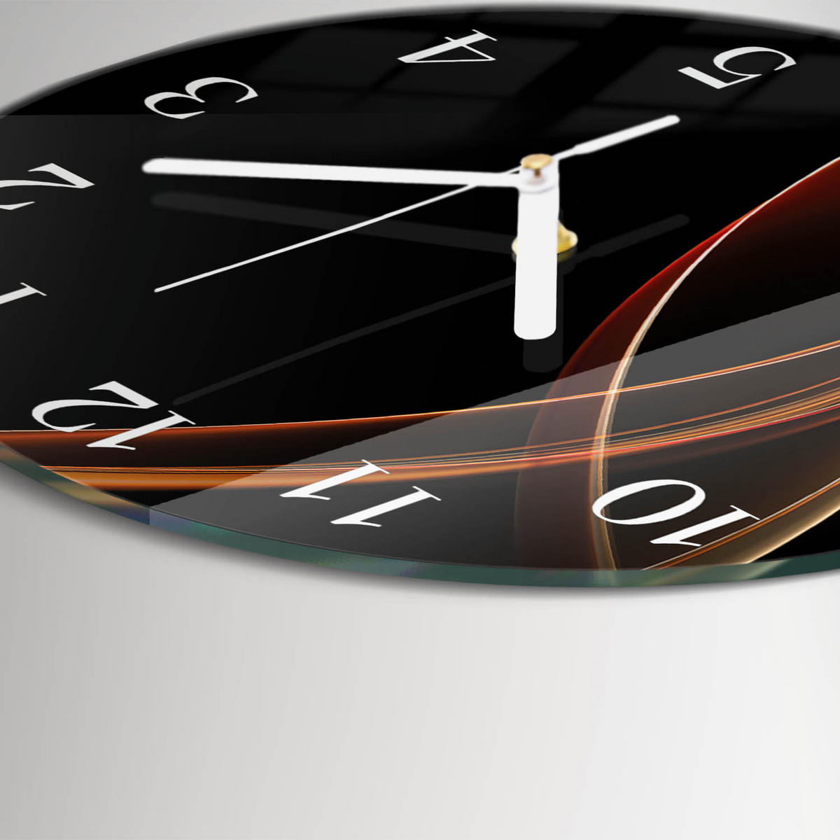 WANDUHR fi30 cm - Abstrakte Linien - Orange, Glas (30/30/0.4cm) - TULUP