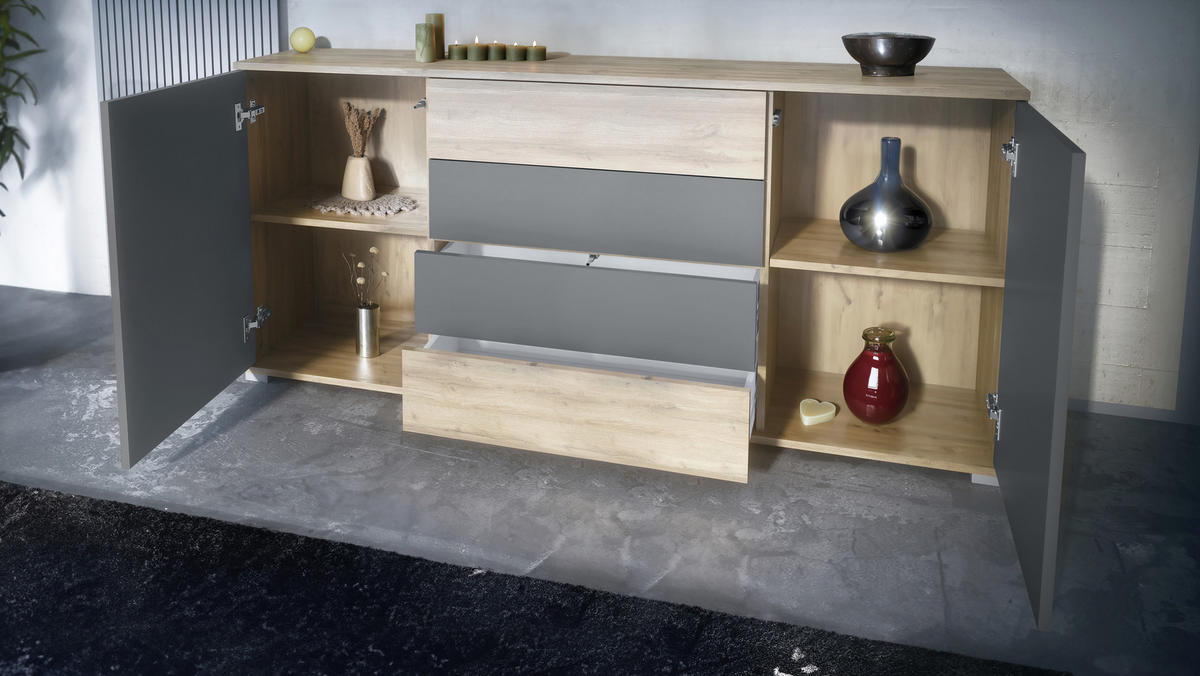 SIDEBOARD Santo Anthrazit matt - Anthrazit, Holzwerkstoff (166.5/75.5/35cm) - Vladon