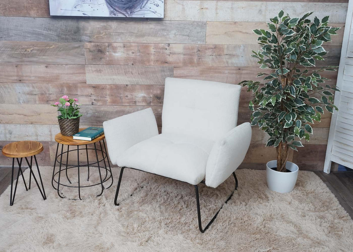 LOUNGE-SESSEL BOUCLé Weiß - Weiß, Textil (87/79/70cm) - MCW