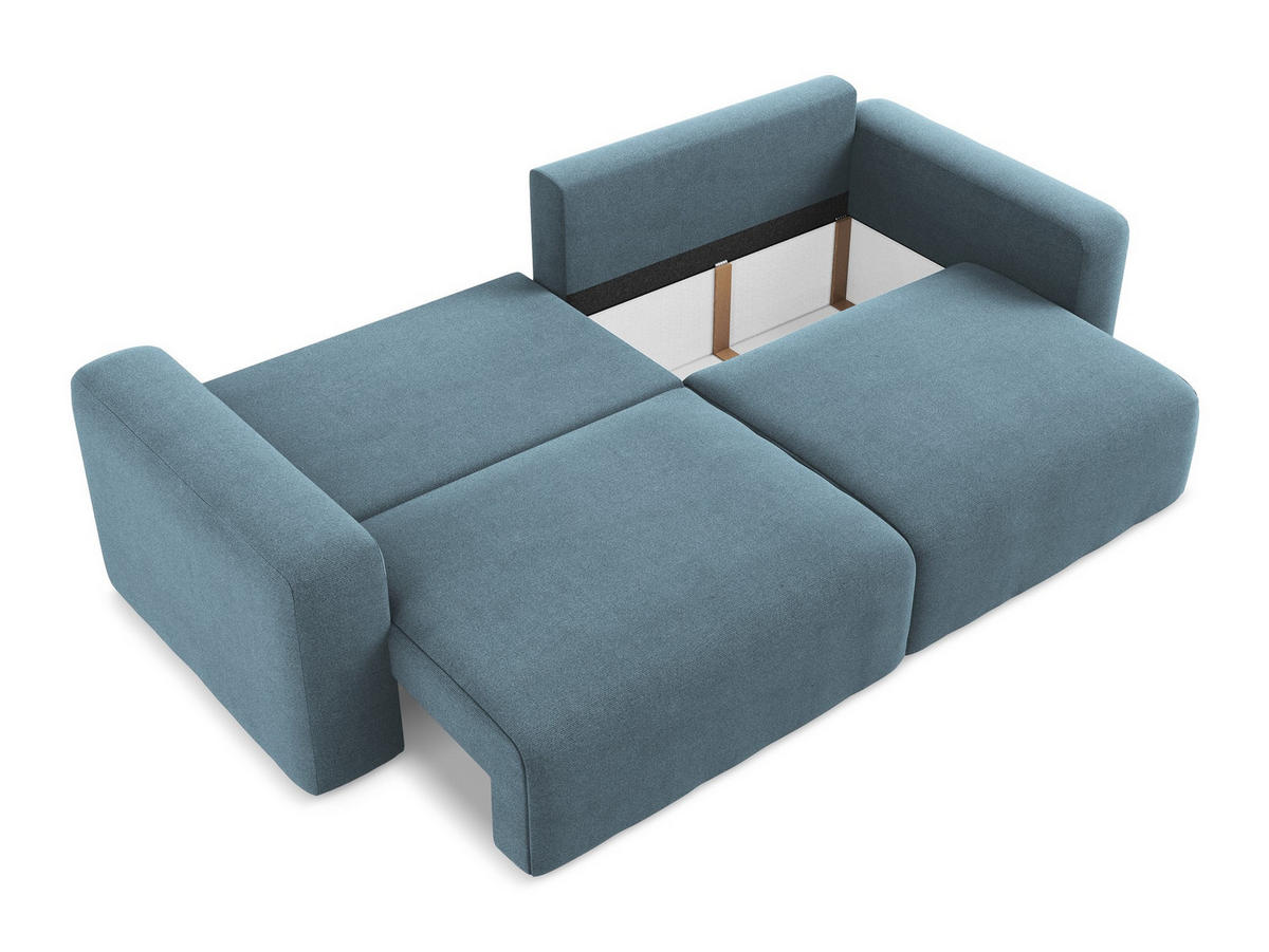 3-SITZER SOFA mit Schlaffunktion Strukturstoff Stoff Blau - Blau/Schwarz, Kunststoff/Textil (244/79/102cm) - Makamii