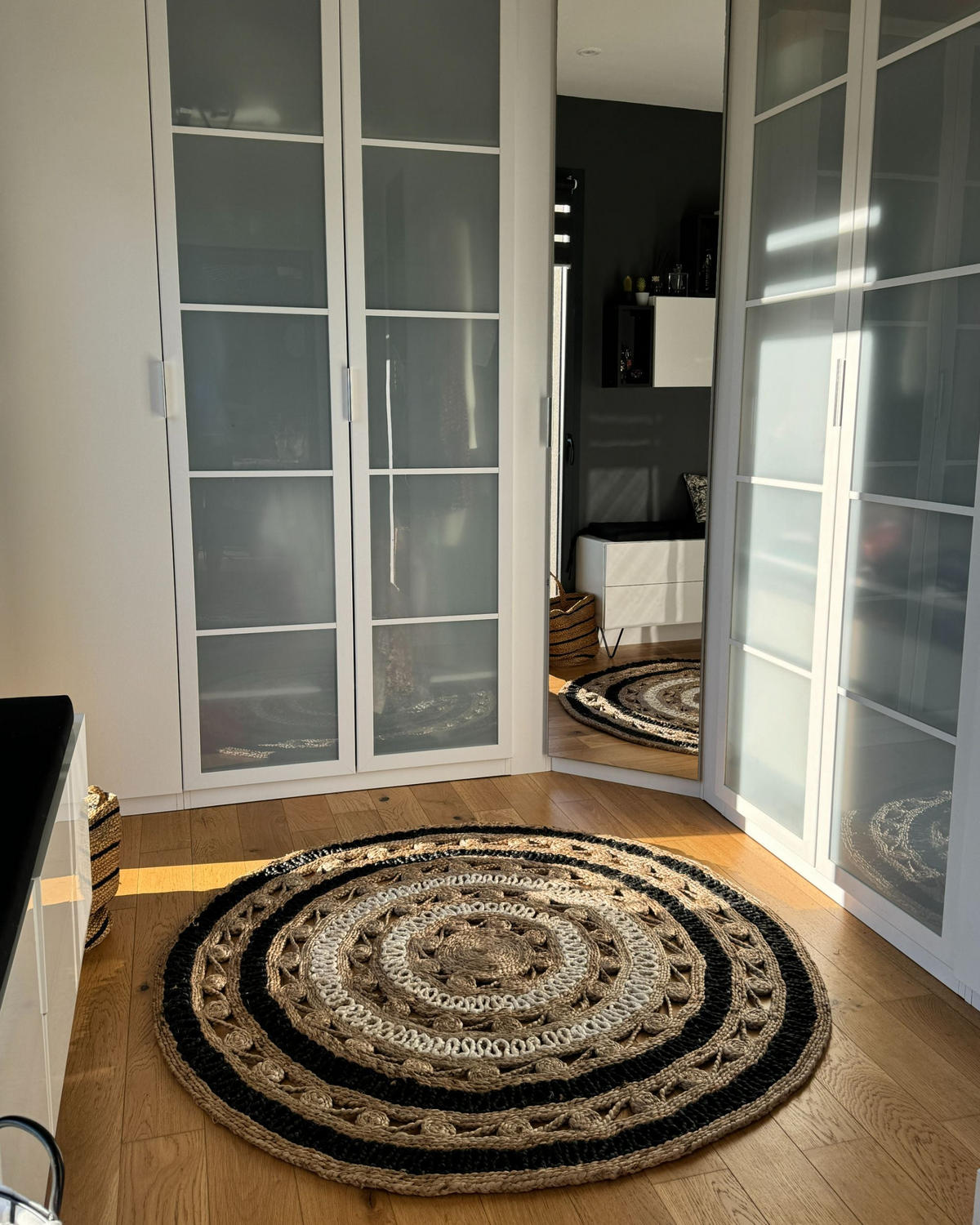 COVOR împletit Goyne 140/140 cm - bej, materiale naturale (140/140cm) - Beliani