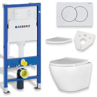 WAND-WC-SET Desna Weiß, 4-teilig, Betätigungsplatte Weiß, 69,2/53/112 cm - Weiß, Keramik (53/112/69.2cm) - bad land