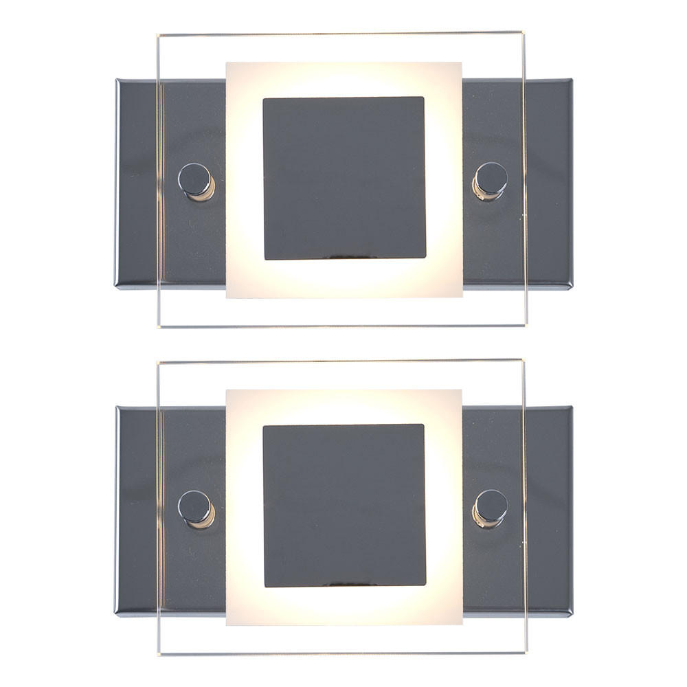 LED WANDLEUCHTE SPLASH Chrom Silber 2er Set - Silberfarben, Glas (10/5/15cm)