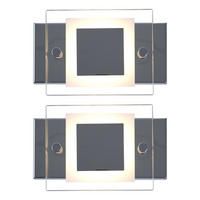 LED WANDLEUCHTE SPLASH Chrom Silber 2er Set - Silberfarben, Glas (10/5/15cm)