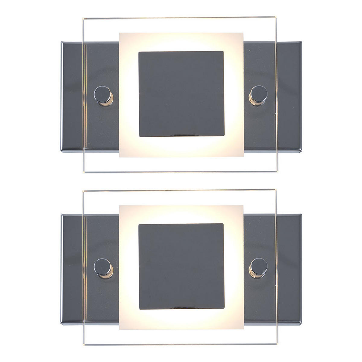 LED WANDLEUCHTE SPLASH Chrom Silber 2er Set - Silberfarben, Glas (10/5/15cm)