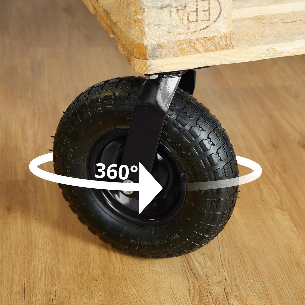 KOLÉČKO Černé pneumatické s montážní deskou 120 kg - černá, kov/plast (30/39/34cm) - Relaxdays