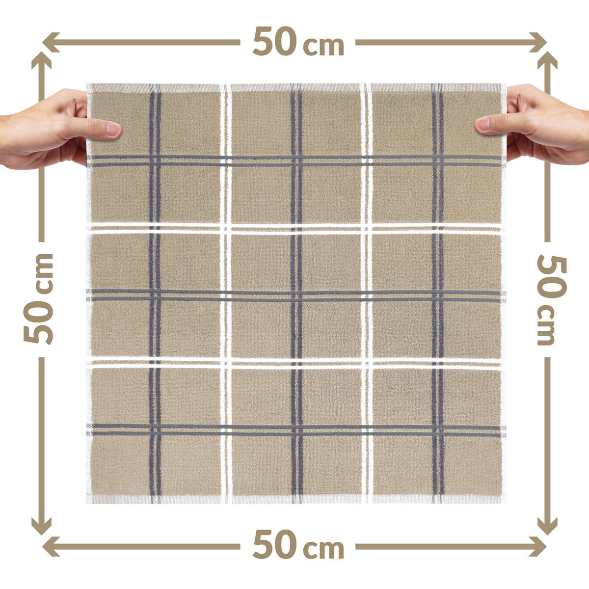 FROTTEE Küchenhandtücher 50x50 cm, 6er Set, Lyon Kiesel Grau - Sandfarben, Textil (50/50cm) - Lashuma