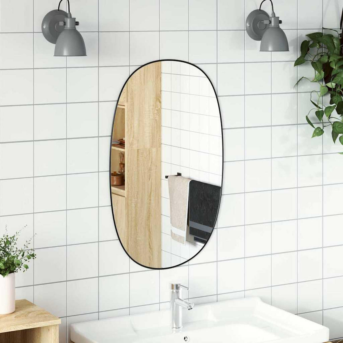 WANDSPIEGEL Schwarz 80x50 cm - Schwarz, Glas (50/80/1cm) - furnicato
