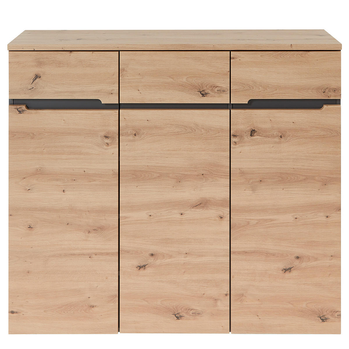 SCHUHKOMMODE - 120 cm - Schwarz/Eiche Artisan, Holzwerkstoff/Kunststoff (120/107/38cm) - home24