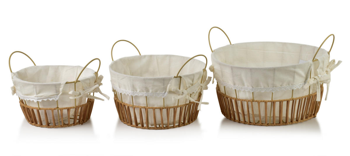BROTKORB Will 3er Set Naturfarbe 30,5x30,5x15,5/22 cm Metall - Naturfarben, Metall (30.5/22/30.5cm) - Mondex