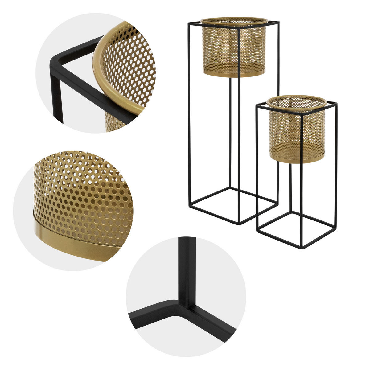 BLUMENSTÄNDER 2er Set - Goldfarben, Metall (25/25/71cm) - ML-DESIGN