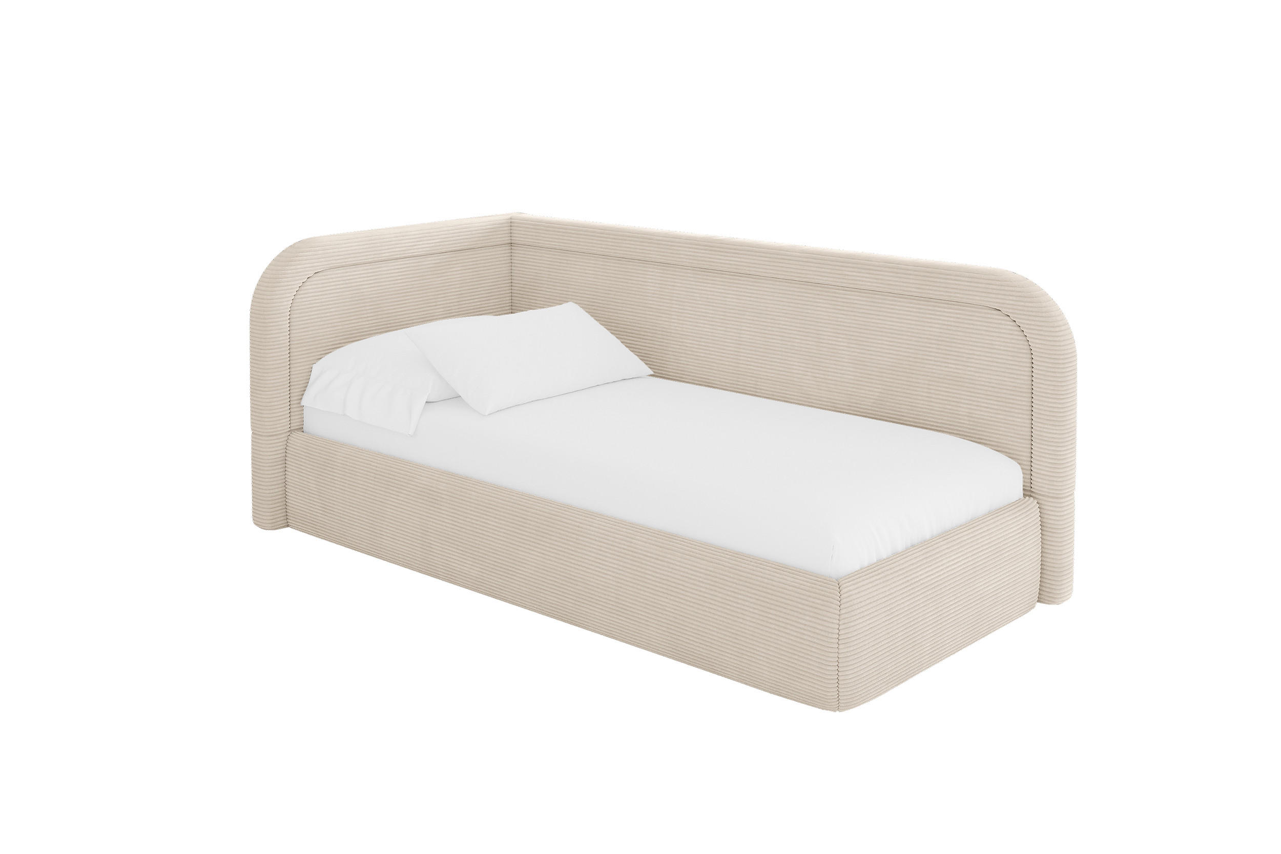 ALTDECOR JEDNOLŮŽKOVÁ POSTEL pro mládež s úložným prostorem, vpravo - JOVY 90x200 béžová