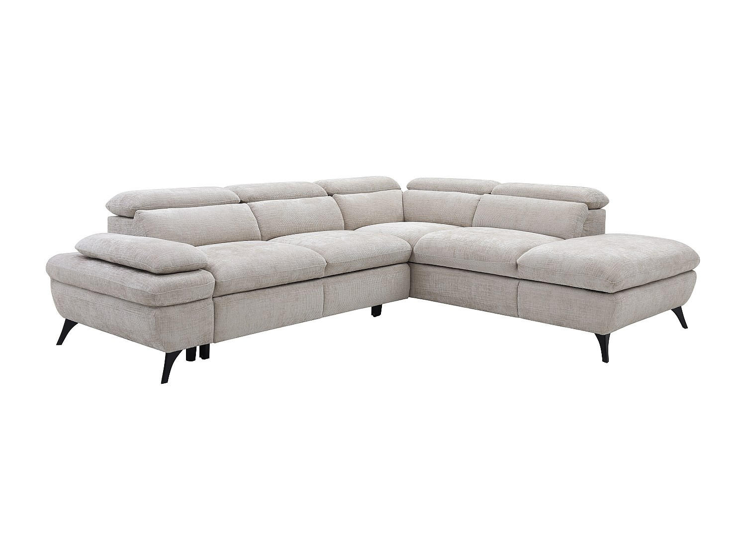 ECKSOFA mit Schlaffunktion - Ecke rechts - Strukturstoff - mit Rückenlehne - Beige - SURDELI - Beige, Textil (280/233cm) - Vente-Unique