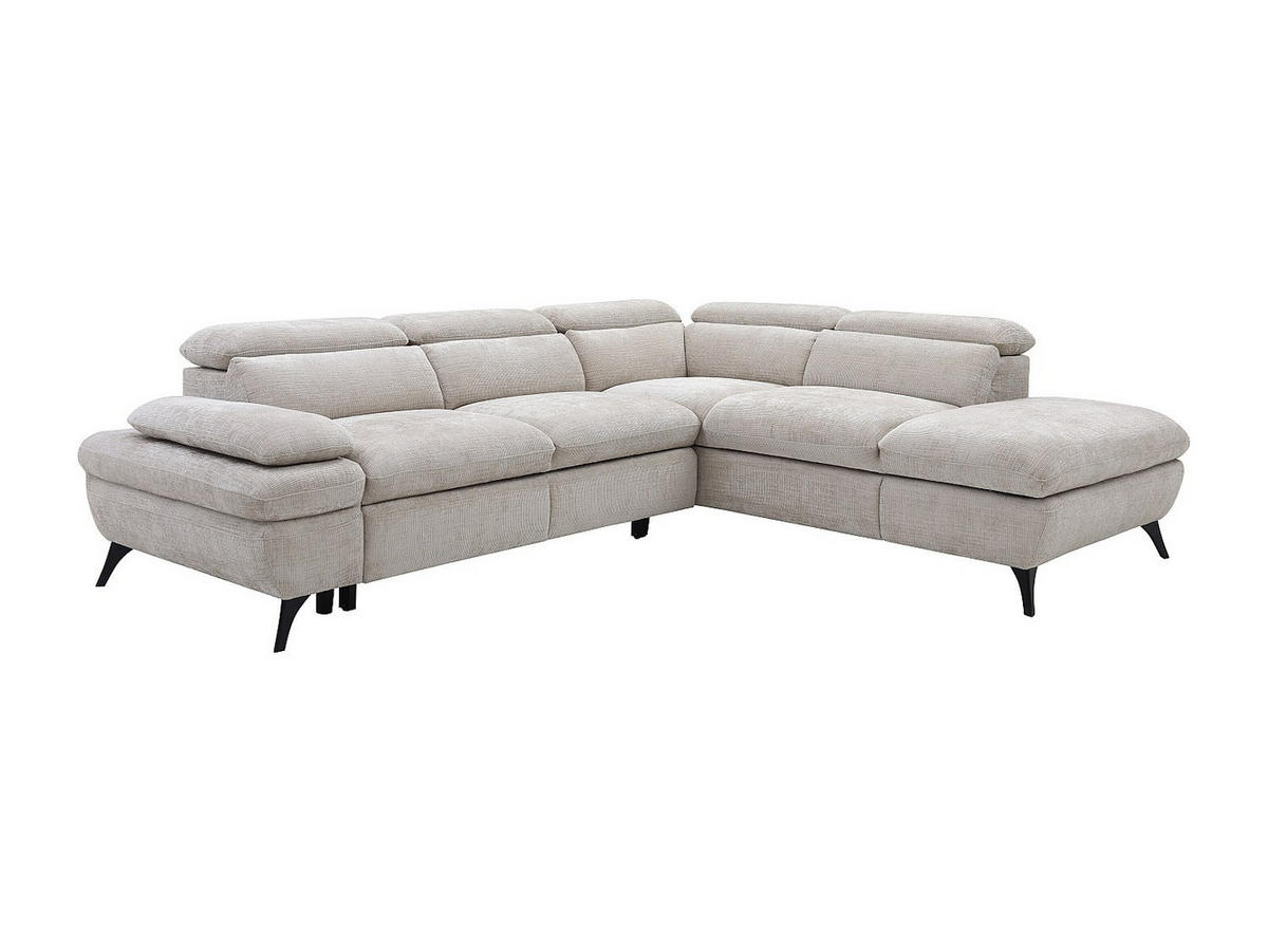 ECKSOFA mit Schlaffunktion - Ecke rechts - Strukturstoff - mit Rückenlehne - Beige - SURDELI - Beige, Textil (280/233cm) - Vente-Unique