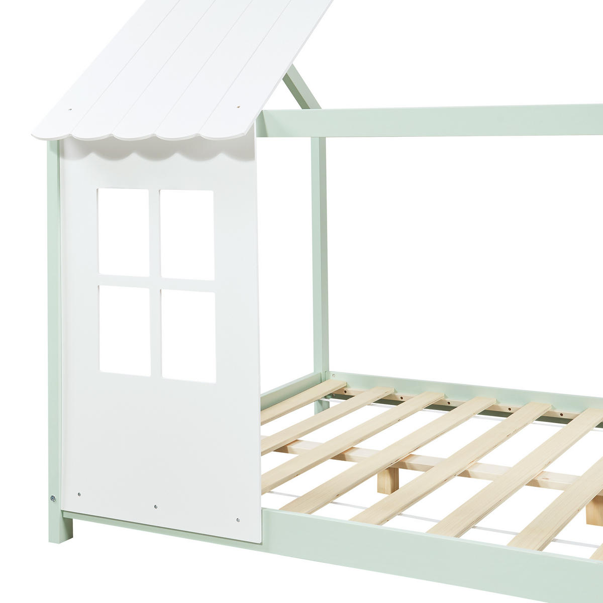 HAUSBETT Tostedt - Weiß/Mintgrün, Holz (140/200cm) - [en.casa]