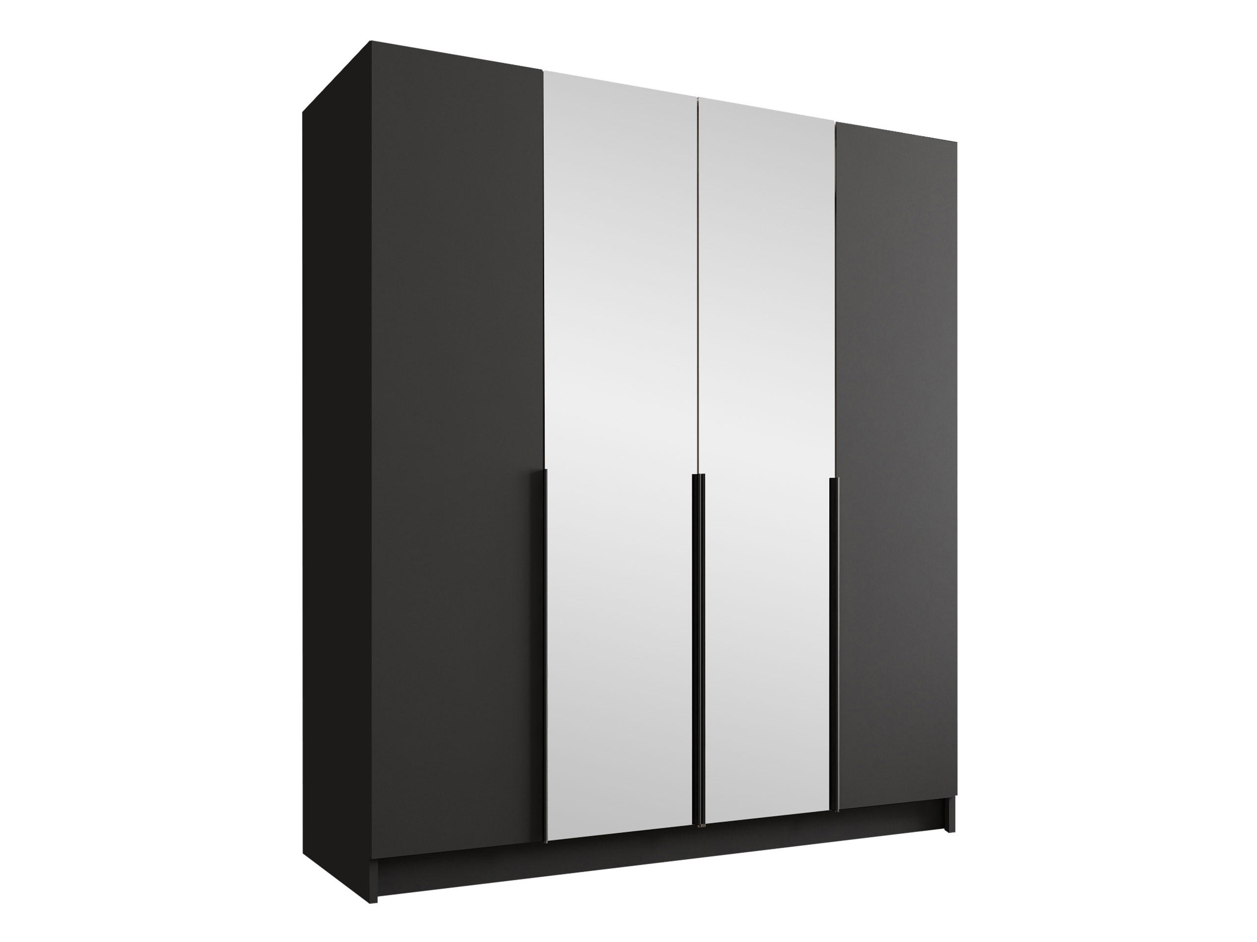 KLEIDERSCHRANK Santi II - Schwarz, Holzwerkstoff/Metall (200/215/58cm) - MIRJAN24