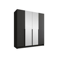 KLEIDERSCHRANK Santi II - Schwarz, Holzwerkstoff/Metall (200/215/58cm) - MIRJAN24