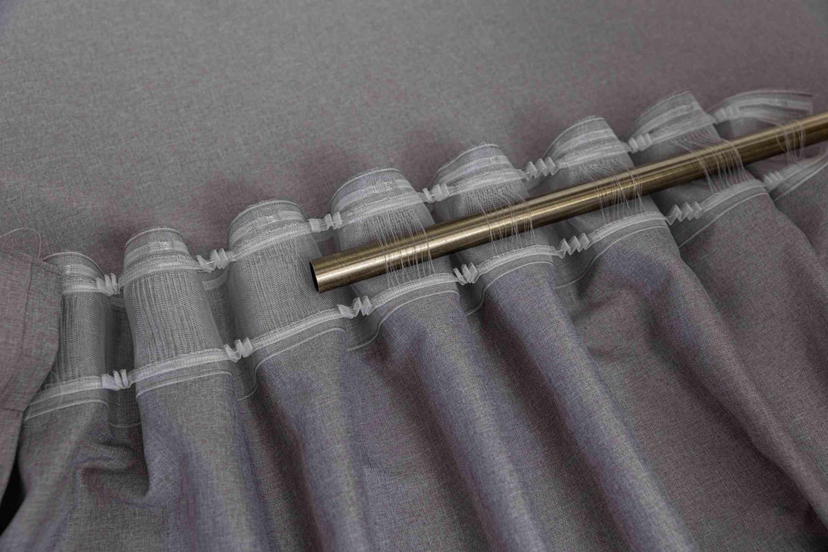 GARDINE Wellenvorhang Wien 245x145 cm Grau - Grau, Textil (145/245cm) - Gardinenbox