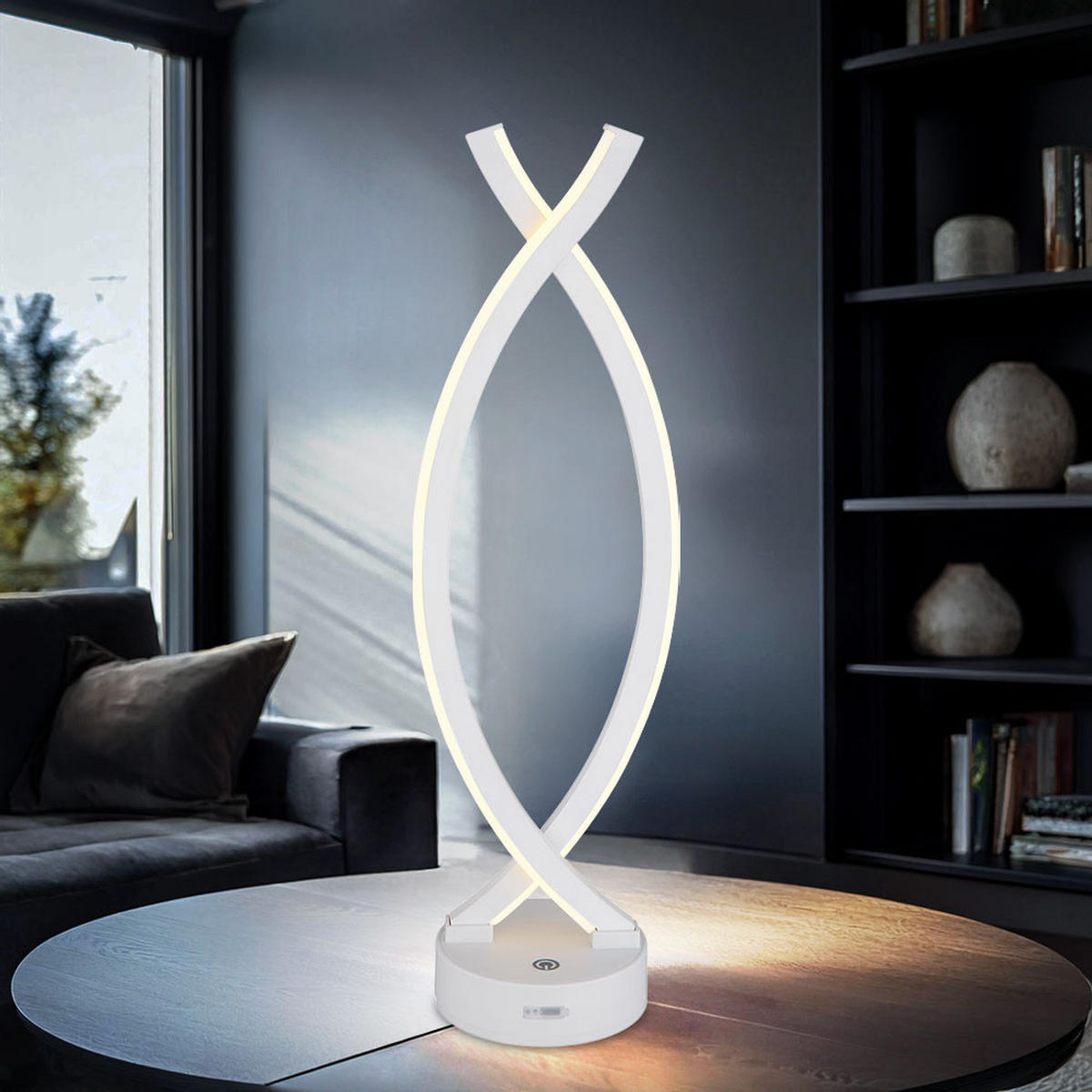 LED TISCHLEUCHTE Weiß Akku Touchdimmer - Weiß, Kunststoff (12.5/10/41cm) - Globo Lighting