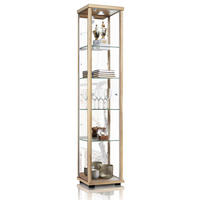 GLASVITRINE 33/37/176 cm mit Spiegel, LED, Schloss & 4 höhenverstellbaren Glasböden - Transparent/Silberfarben, Glas/Holzwerkstoff (37/176/33cm) - K-Möbel