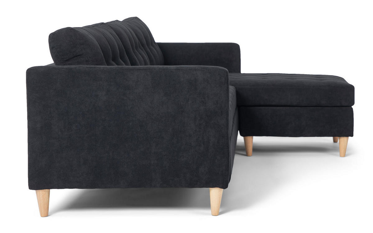 ECKSOFA Samt schwarz - Schwarz, Textil (219/151cm) - ebuy24