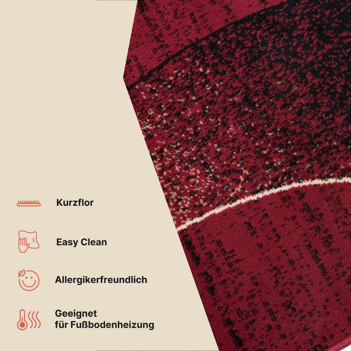 TEPPICH DREAM Beige Rot 130/190 cm - Beige, Textil (130/190cm) - Tapiso