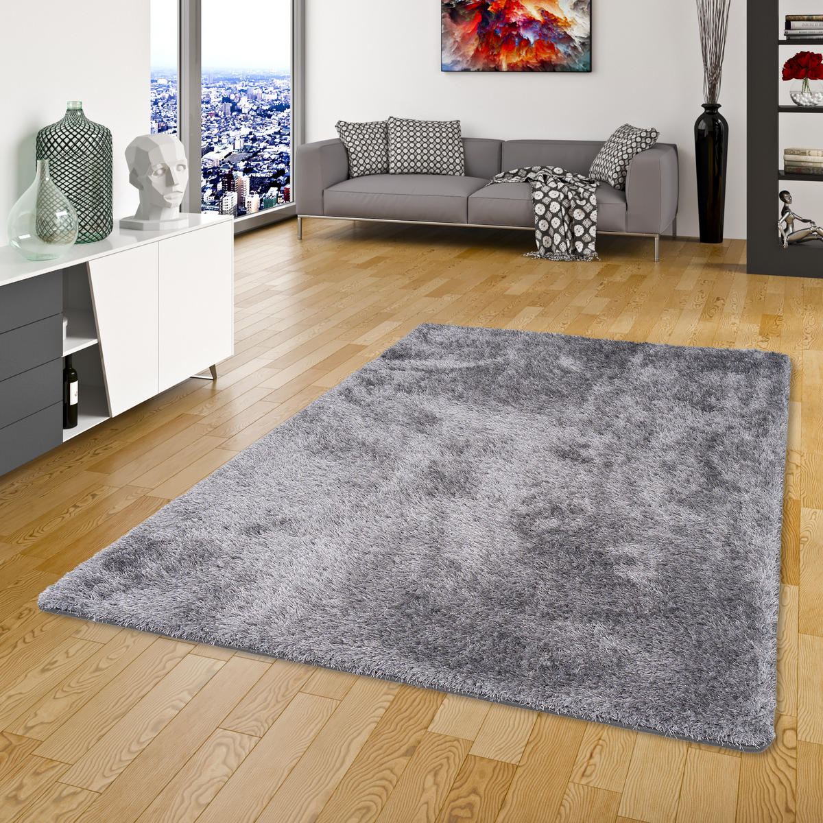 HOCHFLOR SHAGGY TEPPICH LUXUS FEELING MIX - Silberfarben, Textil (160/200cm) - Snapstyle