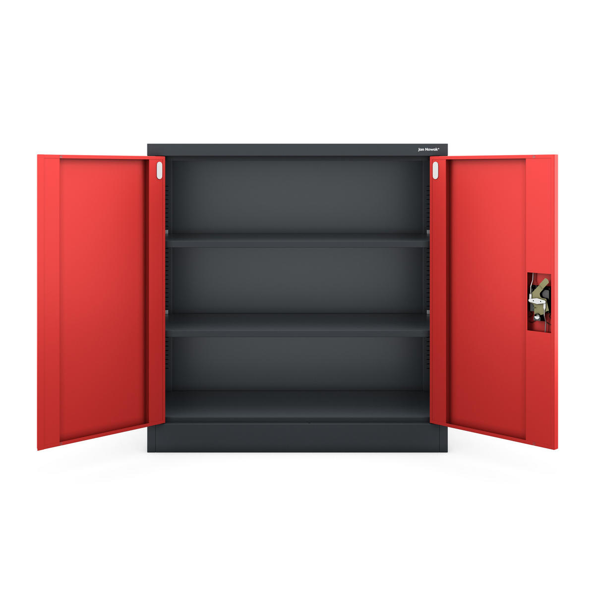 METALLSCHRANK Beata - Anthrazit/Rot, Metall (90/93/40cm) - Jan Nowak