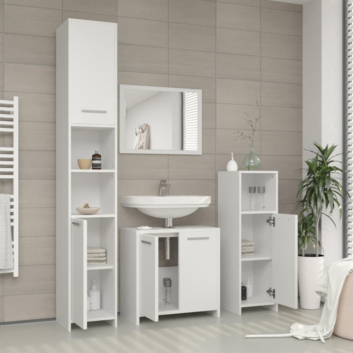 MIDISCHRANK Kiko Weiß 30 x 95 cm - Weiß, Holzwerkstoff (30/95/30cm) - Vicco
