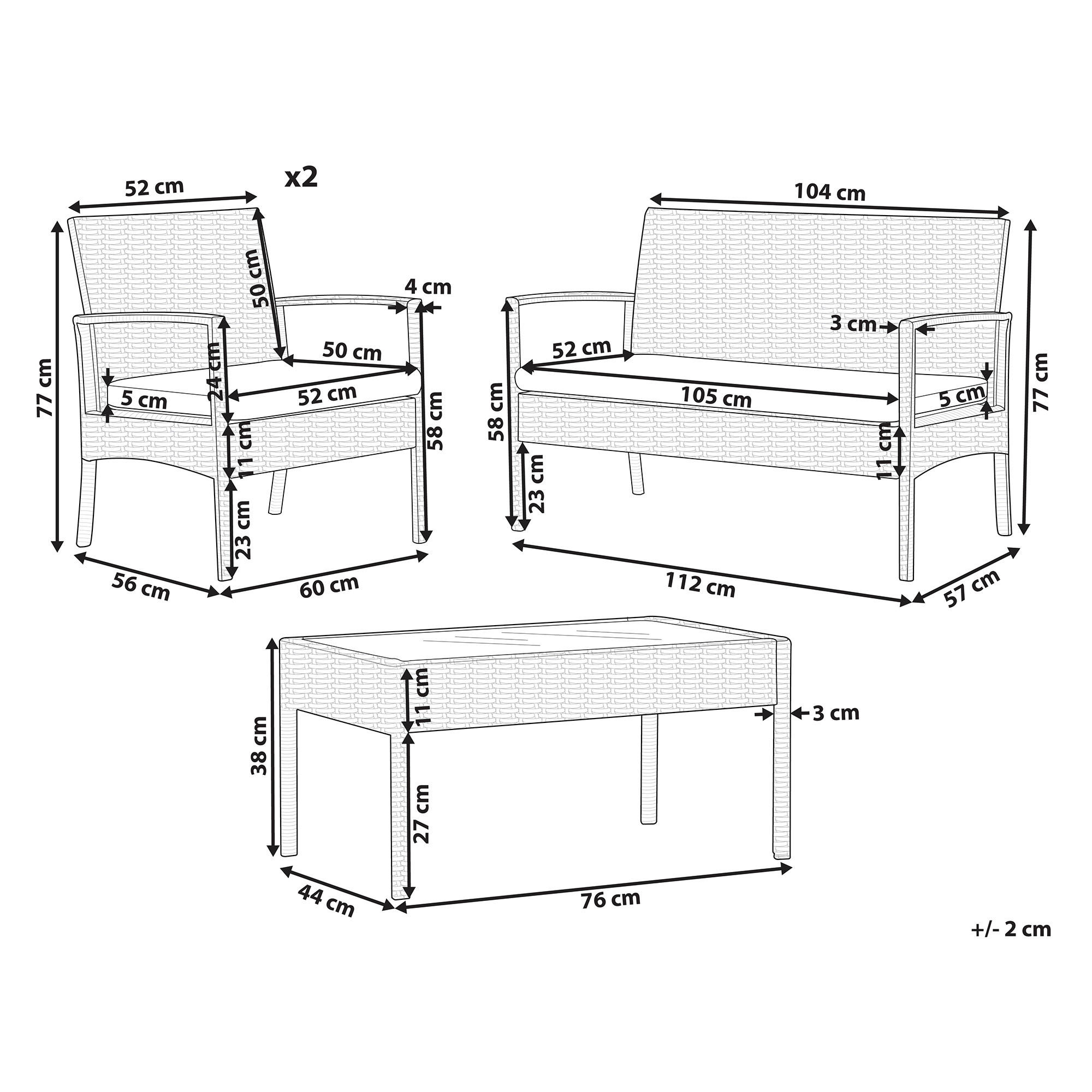 Thumbnail - Beliani Lounge-Set, Beige, Kunststoff, Loungemöbel, Gartenlounge-Sets