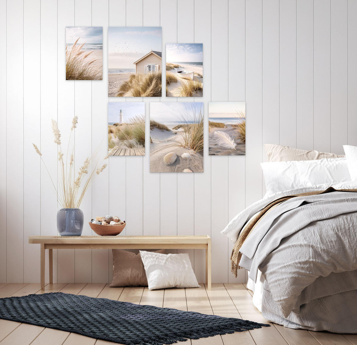 BILDERSET 6er-Set 30x40 cm + 20x30cm Strand Meer - Beige, Kunststoff (105/85cm) - artissimo