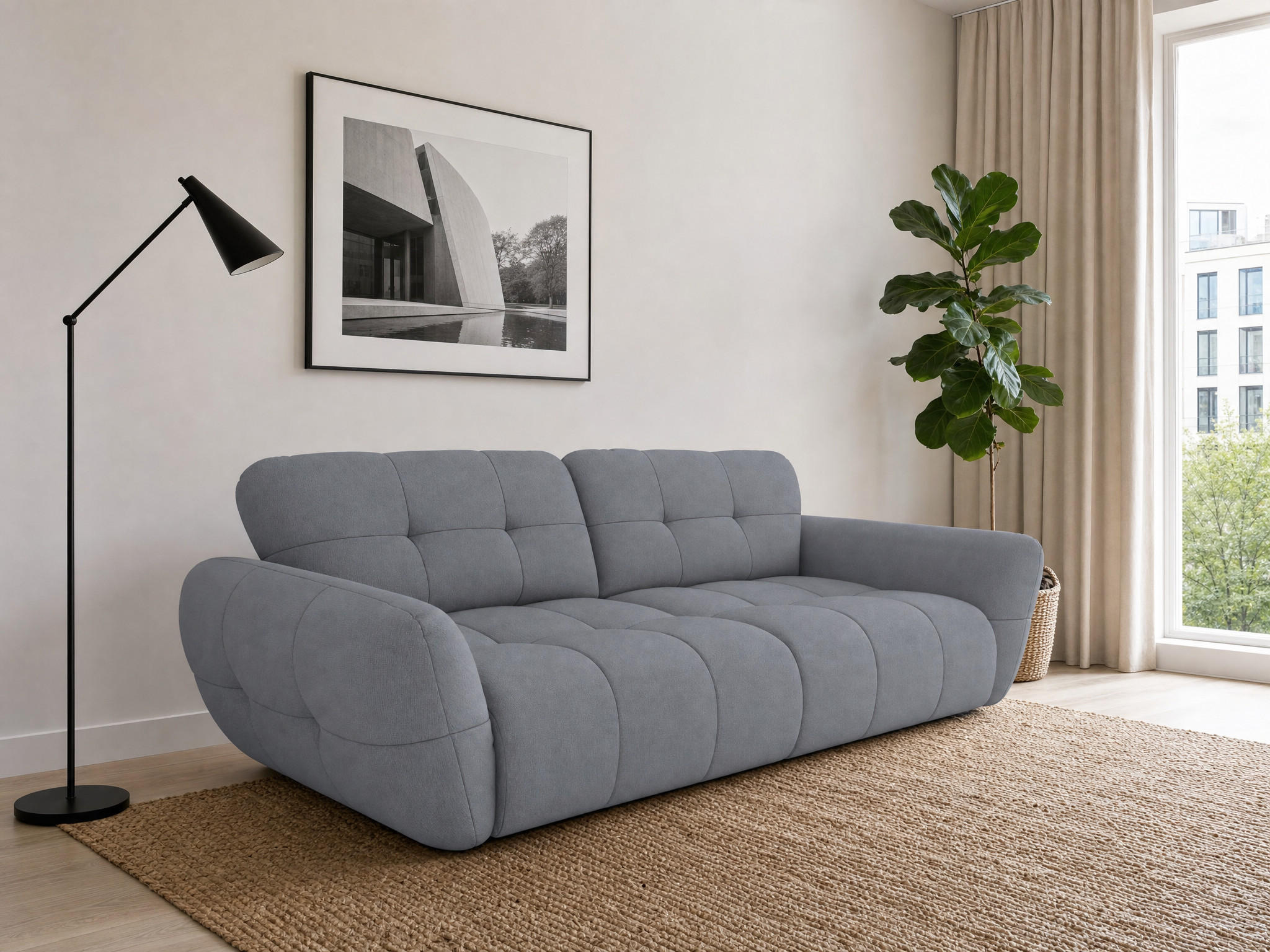 BIGSOFA Vannes Chenille Grau 272/134/68 cm - Blaugrau, Kunststoff/Textil (272/68/134cm) - foamnova