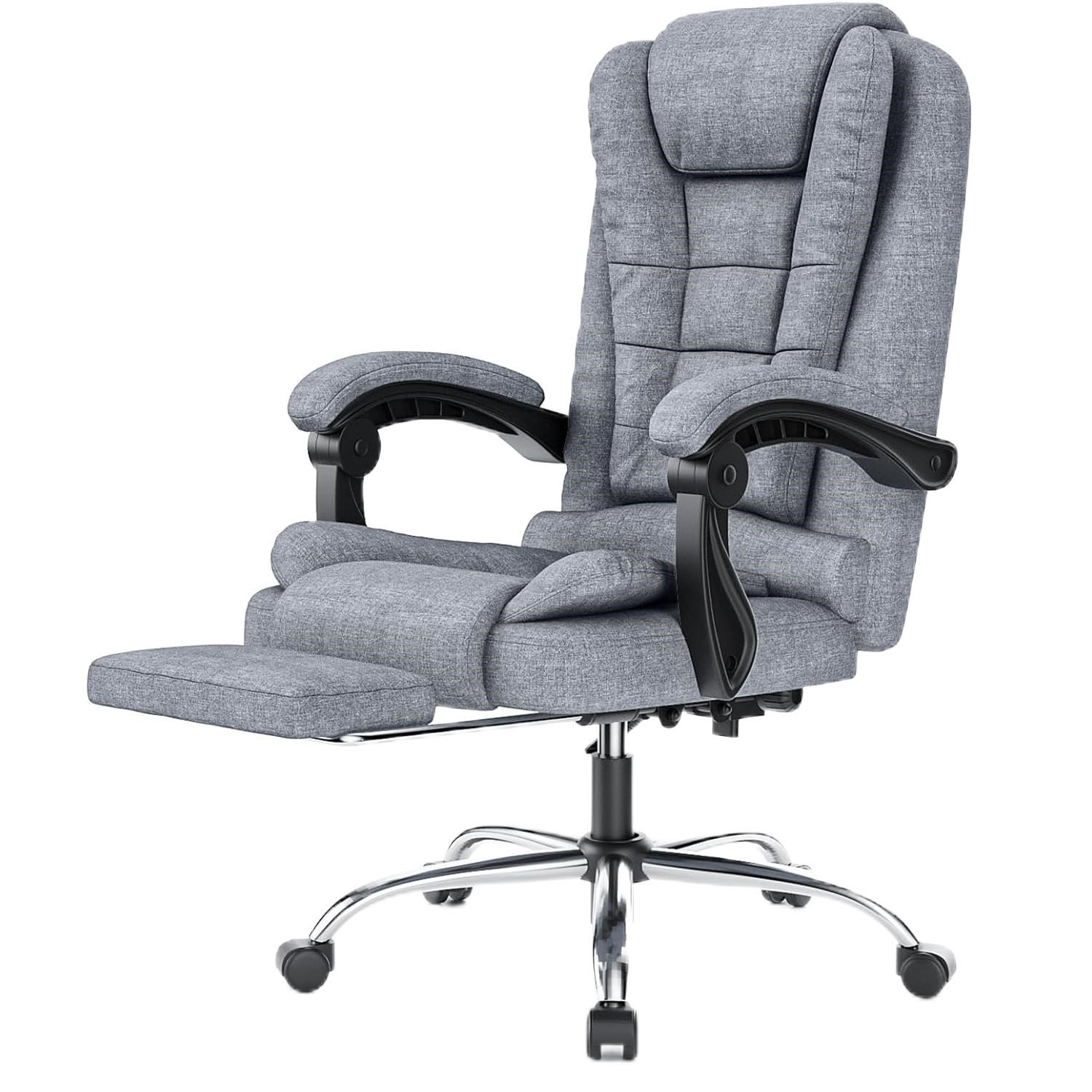 Executive-Bürostuhl, hohe Rückenlehne, ergonomisch – Zuhause & Büro - Grau, Metall (52/105/52cm) - Rattantree