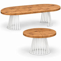 ESSTISCH rund ausziehbar 90/190/76 cm, Eiche Craft, 54 cm Tischplatte + Lamellen-Metallgestell Weiß - Eichefarben/Weiß, Holzwerkstoff/Metall (90/190/76cm) - Damale Möbel