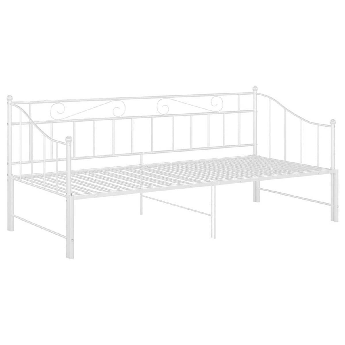 AUSZIEHSOFA BETTGESTELL WEISS METALL 90X200 CM - Weiß, Metall - vidaXL