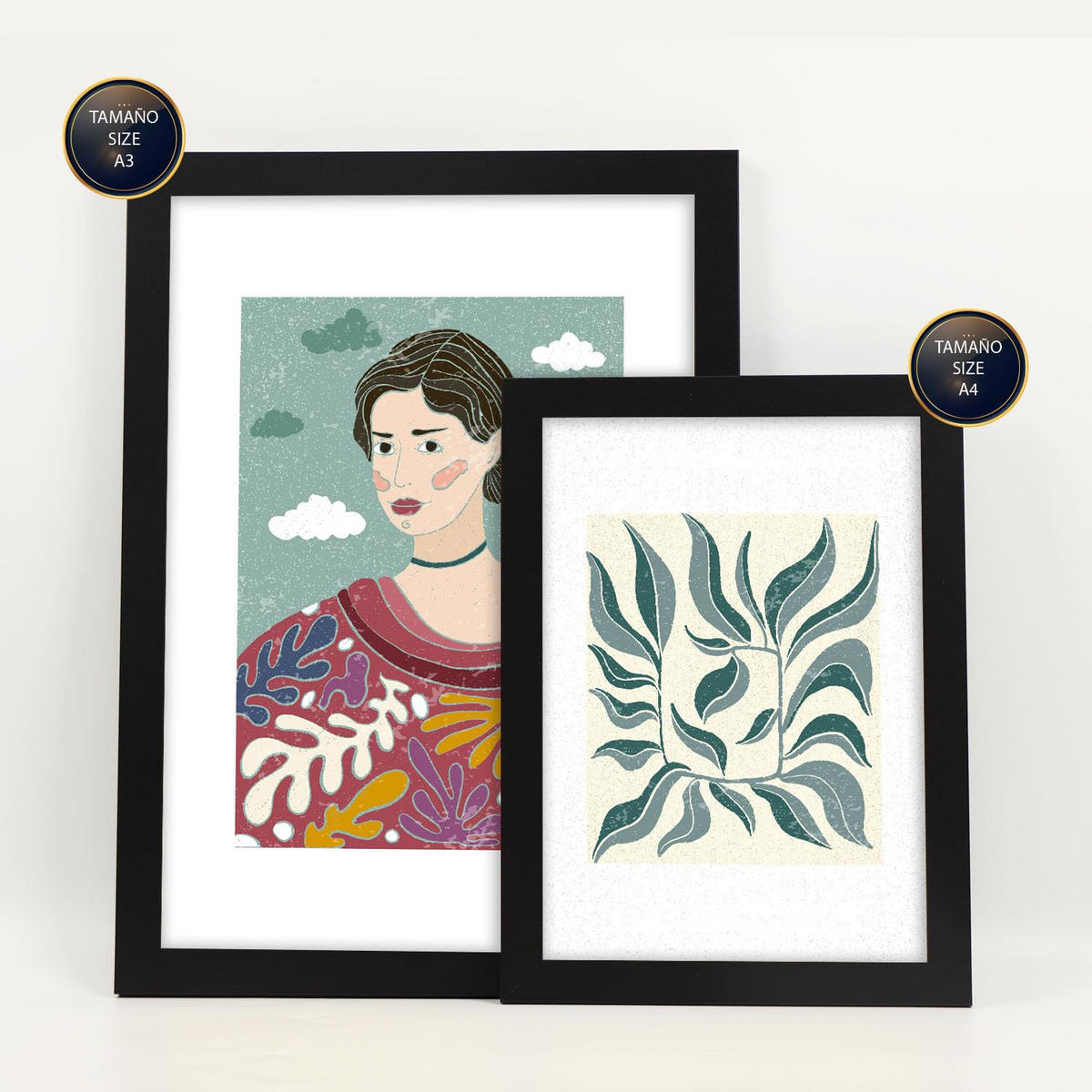 POSTER Set Mit 6 Drucken Blüten In Der Sammlung Von Ethnischenen Ästhetische Dekorative Rahmen Für Ihr Zuhause Wandkunstdruck A3 & A4 Schwarzer Rahmen - Schwarz, Papier (29/3cm) - Nacnic